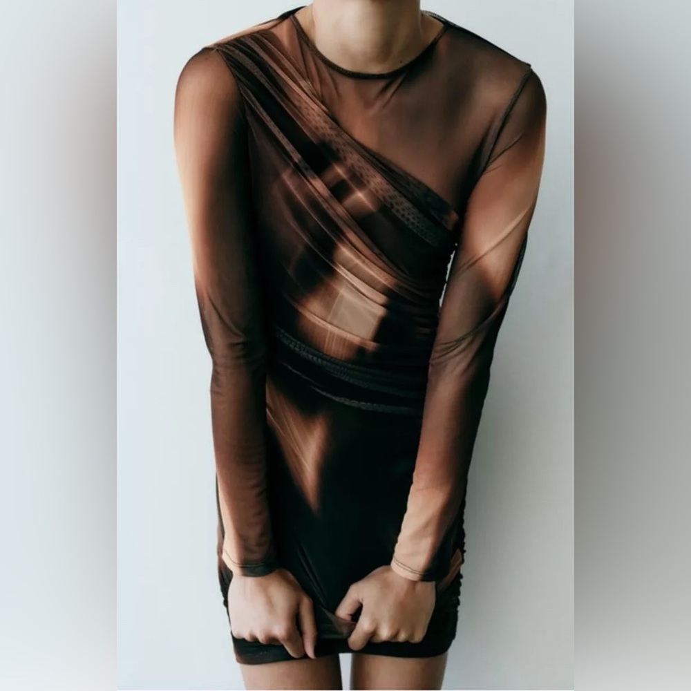 ZARA PRINT DRESS WITH TULLE